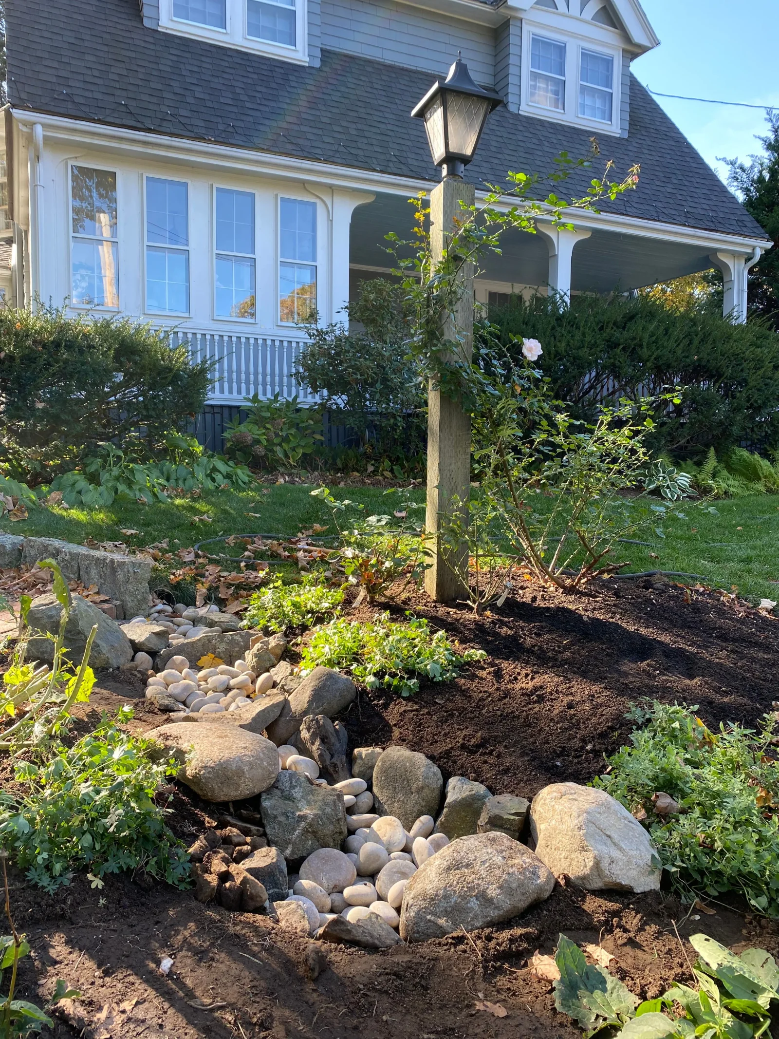 Dry creek bed channelling stormwater