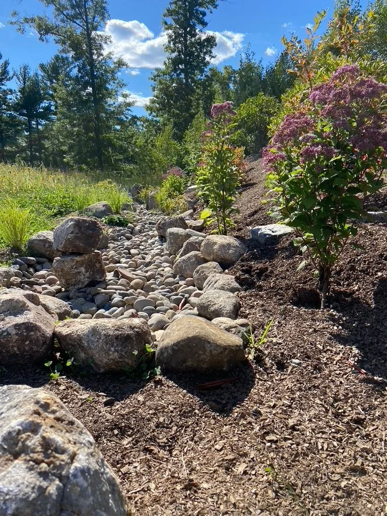 Dry creek bed channelling stormwater